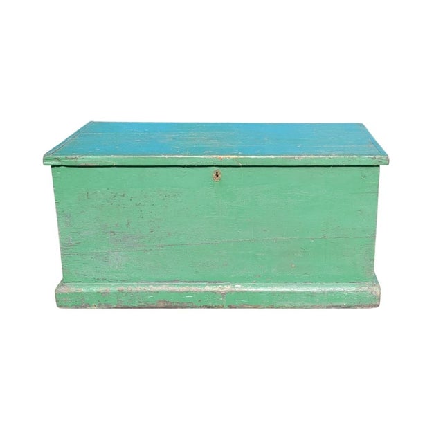 Antique Green Painted 19th Century Storage Chest For Sale - Image 9 of 9