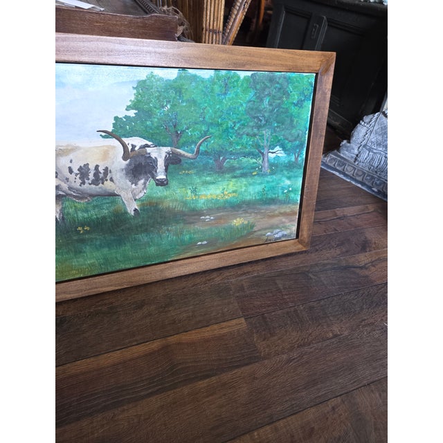 1990s Texas Longhorn Painting For Sale - Image 4 of 6
