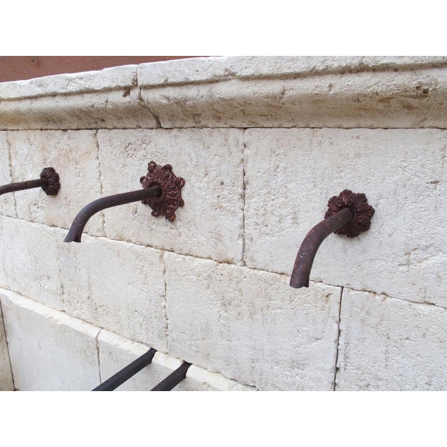 Large Sault Triple Spout Limestone Wall Fountain From Provence, France For Sale - Image 4 of 18