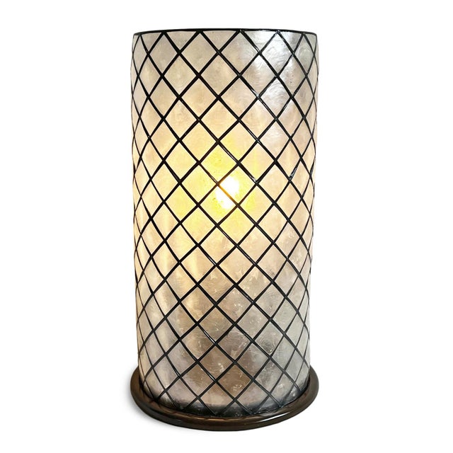 2020s Capiz Cylinder Table Lamp For Sale - Image 5 of 8
