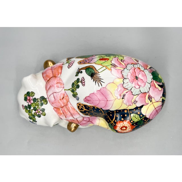 Late 20th Century Vintage Tobacco Leaf Porcelain Sleeping Cat Ceramic Figure by Andrea by Sadek – Chinoiserie / Grandmillennial For Sale - Image 5 of 14
