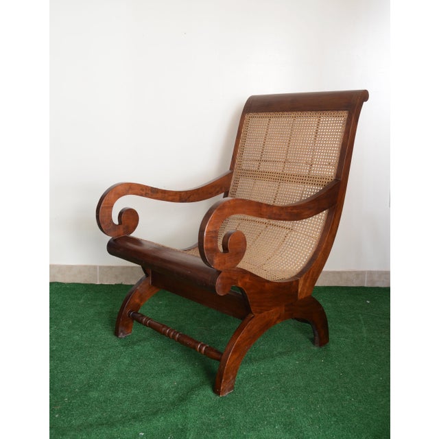 British Colonial Plantation Chair With Wicker Seat Chairish