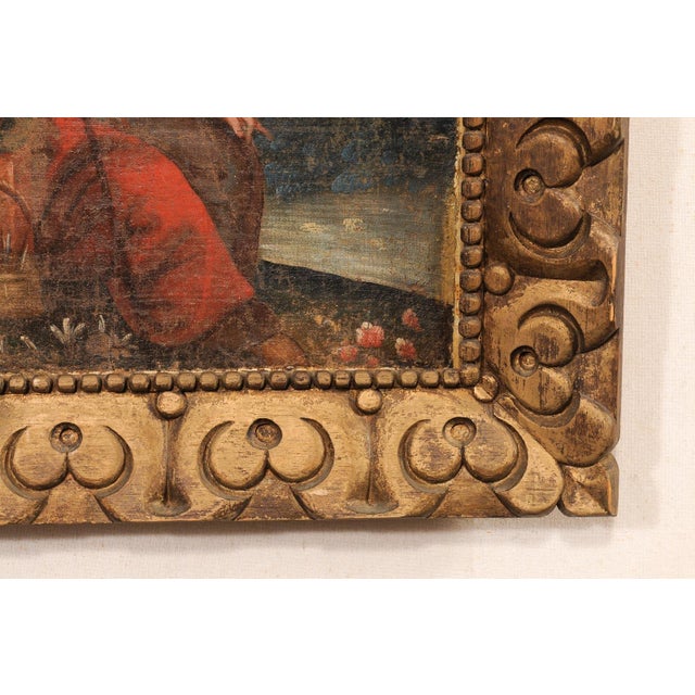 19th Century 19th C. Spanish Colonial Religious Painting For Sale - Image 5 of 10