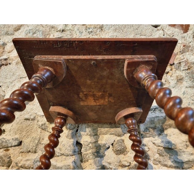 Antique Walnut and Oak Side Table with Barley Twist Legs, 1870 For Sale - Image 9 of 13