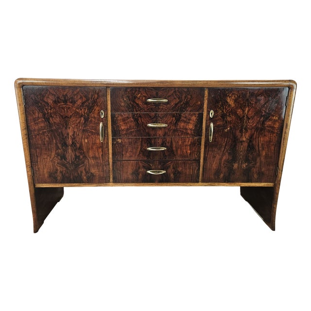 Art Deco Sideboard in Walnut and Blond Walnut, 1950 For Sale