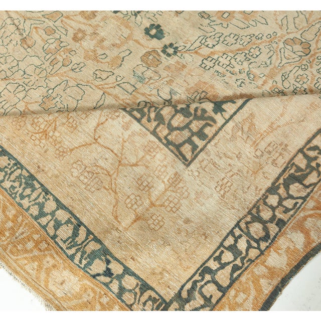 Textile Antique Persian Tabriz Beige Handmade Wool Rug For Sale - Image 7 of 8