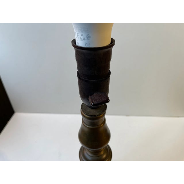 Brown Danish Bronze Lion Paw Table Lamp with Pink Shade, 1930s For Sale - Image 8 of 9