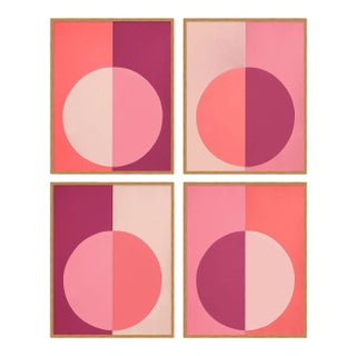 Pink Forevers Set of 4 by Stephanie Henderson in Gold Frame, Small Art Print For Sale