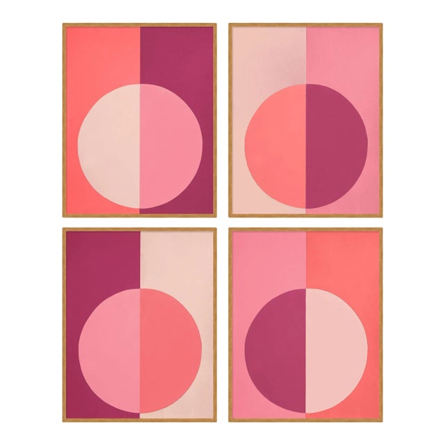 Pink Forevers Set of 4 by Stephanie Henderson in Gold Frame, Small Art Print For Sale