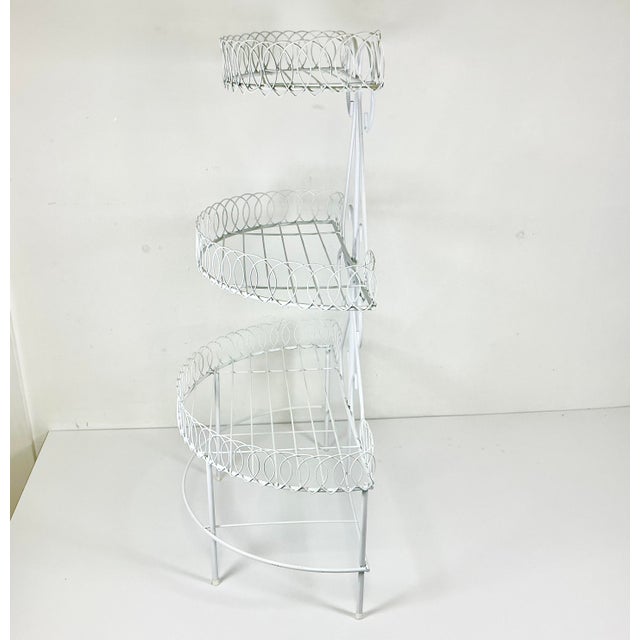 1970s Vintage Boho Chic Hollywood Regency Wire Loop Design 3-Tier Plant Stand, After Salterini For Sale - Image 10 of 13