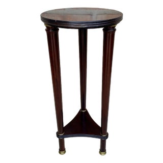 French Style Round Wood Pedestal Table or Plant Stand, 1950s For Sale