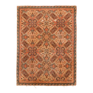 Vintage European Rug in Orange With Floral Patterns, From Rug & Kilim For Sale