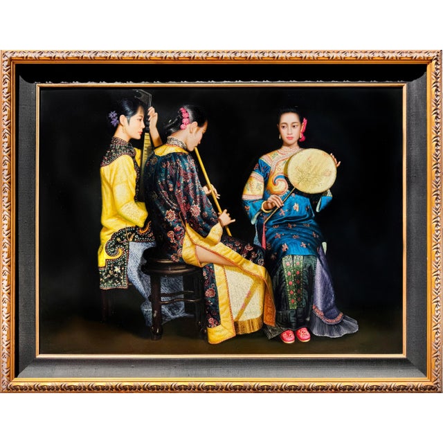 Chen Yifei "Beautiful Musicians" Framed Hand Embellished Giclee on Canvas For Sale
