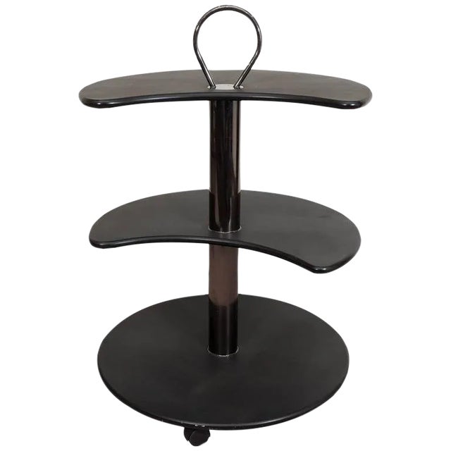 Design Institute of America Dia Black Circular Revolving Bar Cart For Sale