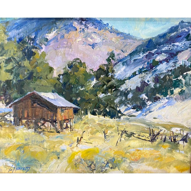 "February Morning" Painted on site and inspired by morning light on the old loafing shed, this painting captures a quiet...