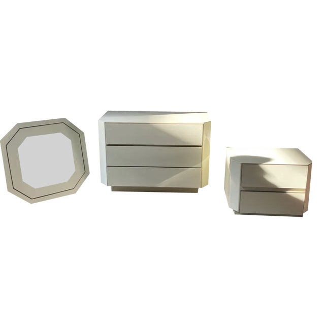Commode with Mirror Ensemble, Set of 3 For Sale
