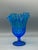 Blue 1950s Fenton Colonial Blue Thumbprint Thousand Eye Footed Handkerchief Vase For Sale - Image 8 of 8