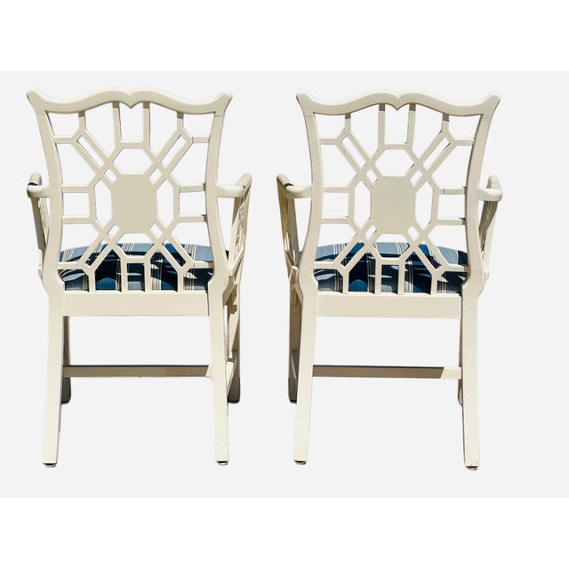 Hollywood Regency Pair of Hollywood Regency Pagoda Back Armchairs For Sale - Image 3 of 17