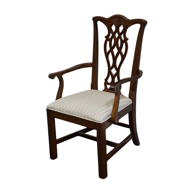 UNIVERSAL FURNITURE Traditional Chippendale Style Dining Arm Chair Upholstery needs to be cleaned or replaced; see photos...
