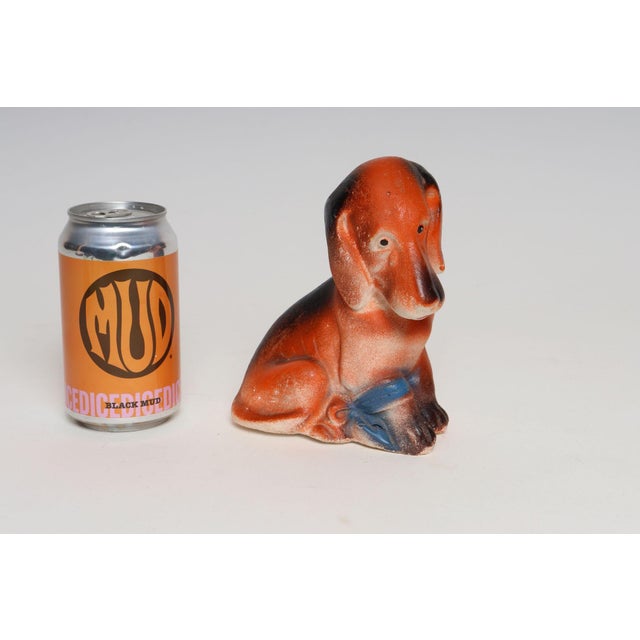 Vintage American Carved and Painted Chalkware Orange Puppy With Blue Bow Figurine For Sale In New York - Image 6 of 10