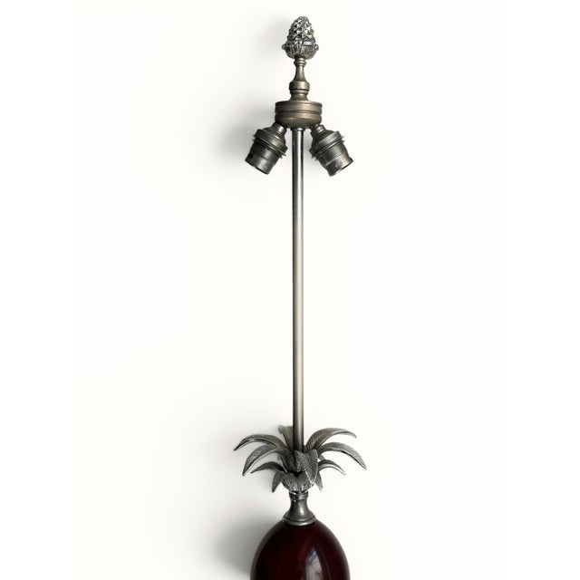 Mid-Century Modern Vintage Pineapple Table Lamp in Chromed Brass and Amber Bakelite, 1970 For Sale - Image 3 of 11