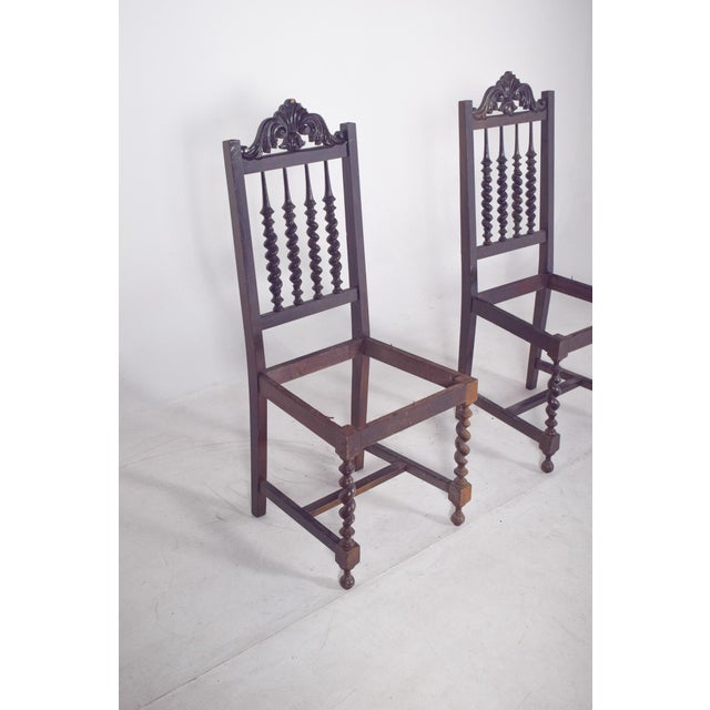 Brown Turned Dining Chairs, 19th Century, Set of 2 For Sale - Image 8 of 12