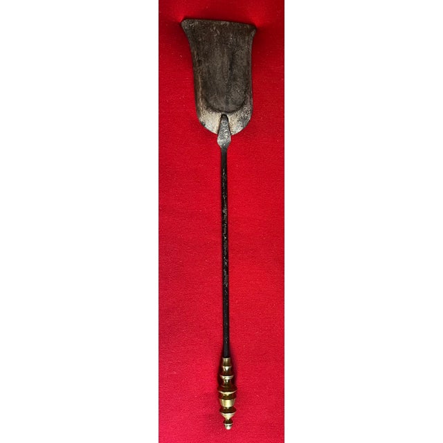Antique Early 19th Century American Federal Brass & Iron Fireplace Tool - Shovel For Sale - Image 9 of 12
