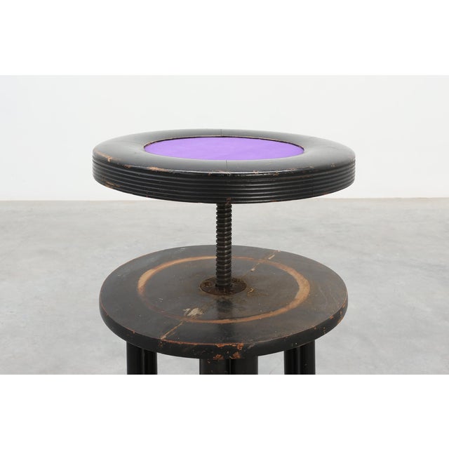 Art Deco Black and Purple Adjustable Velvet Piano Stool, Belgium, 1910 For Sale - Image 5 of 11