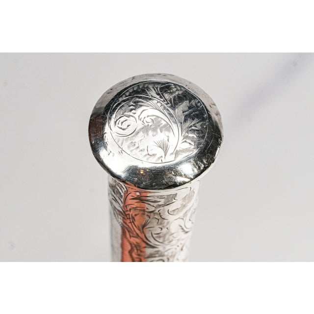 Silver Luxury Antique Sterling Silver & Ebonized Wood Magnifying Glass Hand Engraved Library Desk Accessory For Sale - Image 8 of 13
