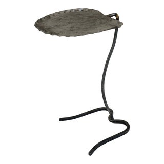 Vintage Salterini Lily Pad Drink Table / Garden Table in Raw Metal For Sale