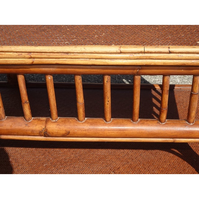Coffee Table Ethan Allen ~ French Country Brown Bamboo Rattan Cocktail Table For Sale - Image 12 of 18