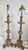 Wood Large Antique Celadon Green & Gilded Candlestick Table Lamps -a Pair For Sale - Image 7 of 13