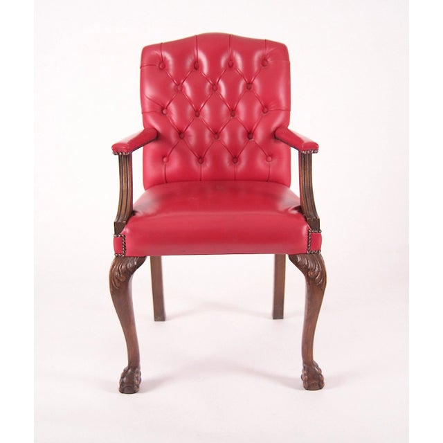 Mid-Century Red Skin Chesterfield Armchair, 1960s For Sale - Image 6 of 6