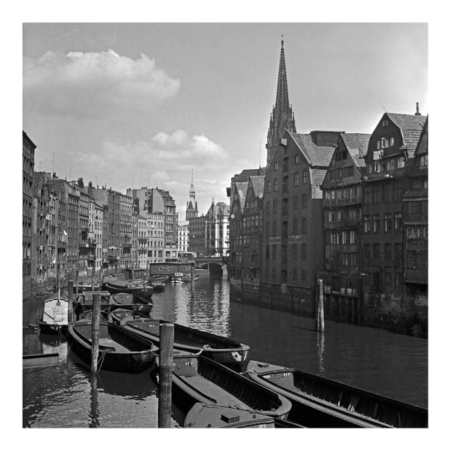 Canals Near St. Nicholas Church Hamburg Speicherstadt Germany 1938 Printed 2021 For Sale