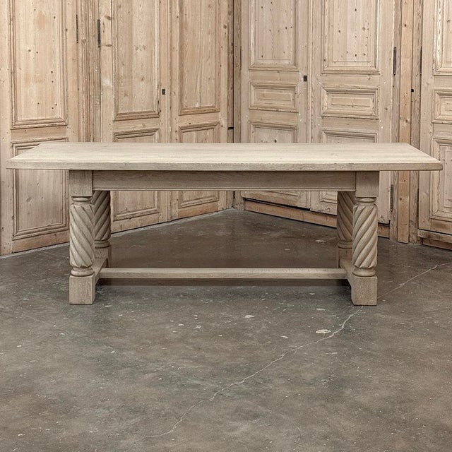 Rustic European Rustic Mid-Century Trestle Table Crafted of Solid Oak For Sale - Image 3 of 17