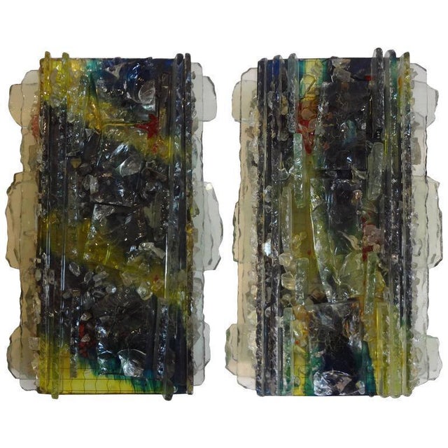 Green 1960's A. Lankhorst for Raak Applied Glass Sconces-A Pair For Sale - Image 8 of 9