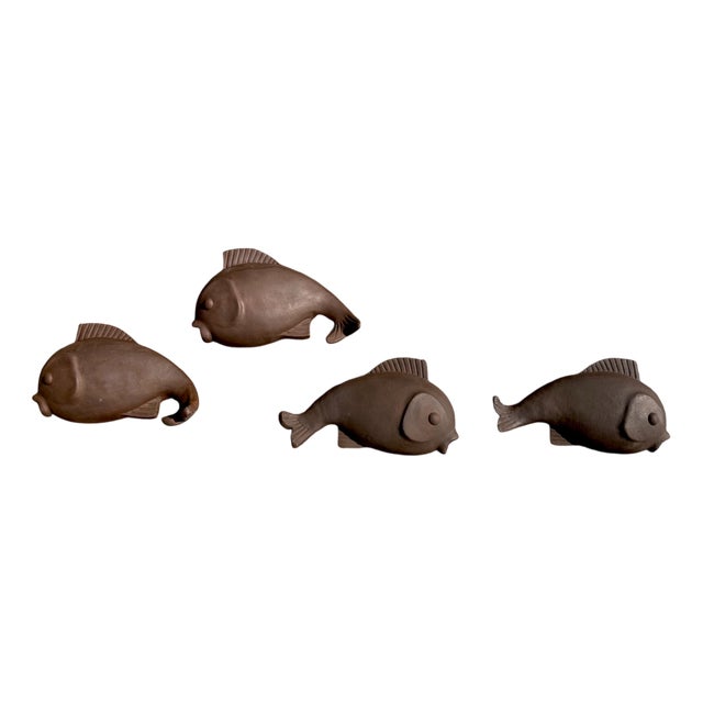 Large Studio Ceramic Art Fish-Shaped Wall Sculptures, Germany, 1960s, Set of 4 For Sale
