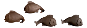 Large Studio Ceramic Art Fish-Shaped Wall Sculptures, Germany, 1960s, Set of 4