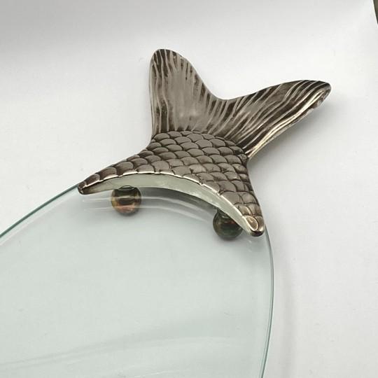 Vintage BMF/ Fritz Nagel Style Glass and Metal Fish Platter For Sale In Philadelphia - Image 6 of 18