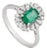 Natural Emerald Pear Diamond Halo Art Deco Ring Size 5 in 14k White Gold For Sale