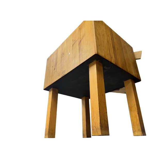 Vintage Boos Solid Maple Butcher Block Table on Trestle Legs For Sale - Image 4 of 5