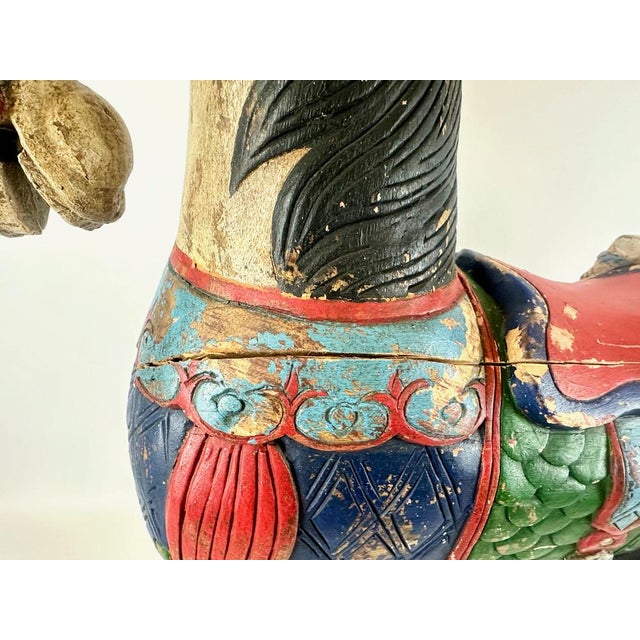 Wood Carved Hand-Painted Wooden Horse, 19th Century For Sale - Image 7 of 18
