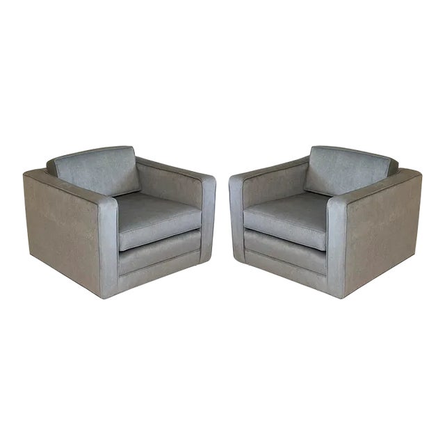 Pair of Charles Pfister Cube Lounge Chairs for Knoll For Sale