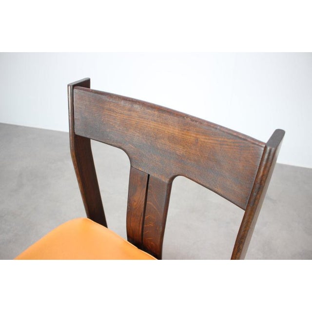 Mid-Century Modern German Sculptural Wooden Chair with Orange Faux Leather, 1970s For Sale - Image 9 of 17
