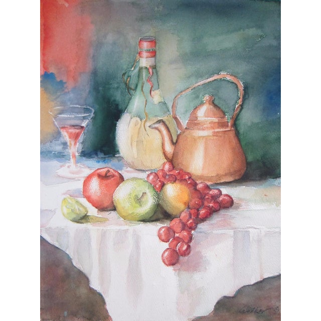 1960s Walker Still Life Mid Century Signed Watercolor Original Frame For Sale - Image 4 of 12