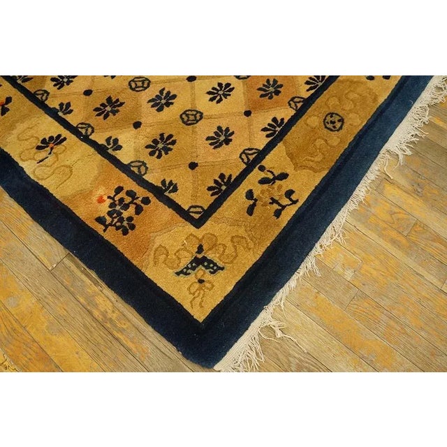 Camel Antique Peking Chinese Allover Geometric Beige 1900s Rug For Sale - Image 8 of 12