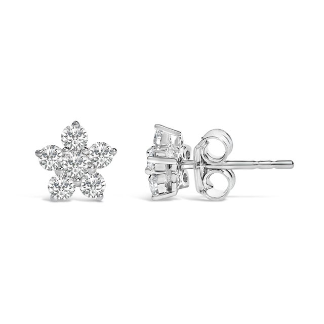 Contemporary 10K White Gold 1/2 Cttw Lab Grown Diamond Star Stud Earrings For Sale - Image 3 of 5