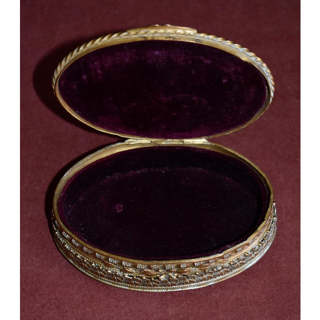 Antique Bronze Casket Box French Ormolu Jewelry Hand Painted Enamel Portrait For Sale - Image 16 of 18