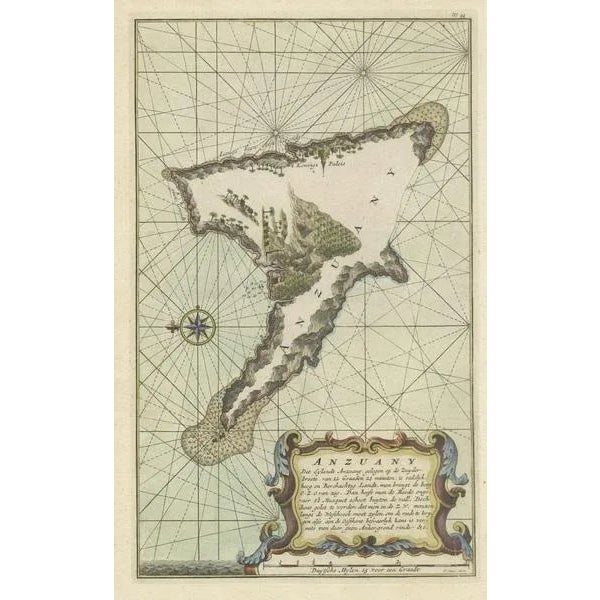 Early 18th Century Map of the Island Nzwani or Anzuany of the Comoros Islands, 1726 For Sale - Image 5 of 6