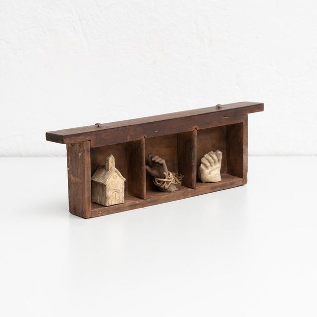 Cabinet of Curiosities Sculptural Artwork on a Wooden Niche, 1950s For Sale - Image 11 of 18